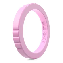 Elegant stackable silicone ring women white pink comfortable and breathable wearing alone or mix and match.