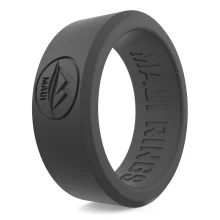 Smooth to wear solid dark grey silicone ring men durable alternative ring.