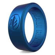 Space blue metal solid silicone ring men alternative ring daily-wear engagement rings.